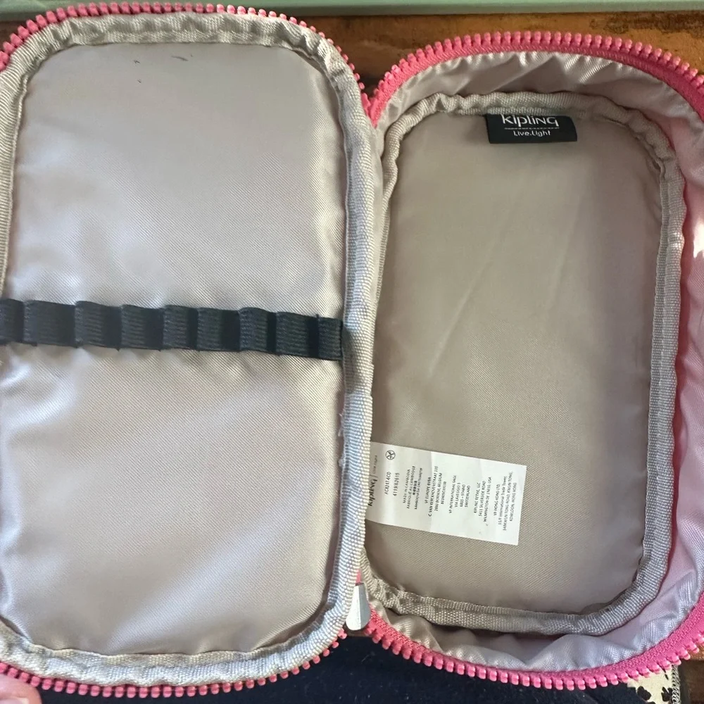 Kipling Pink pen pencil case 50 with Monkey Keychain